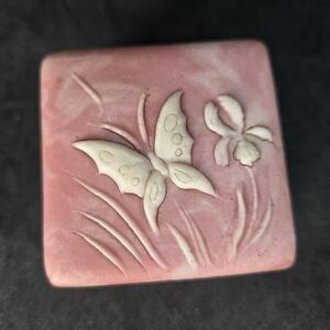 Design Gifts International Incolay Pink Swirl Butterfly Trinket Box